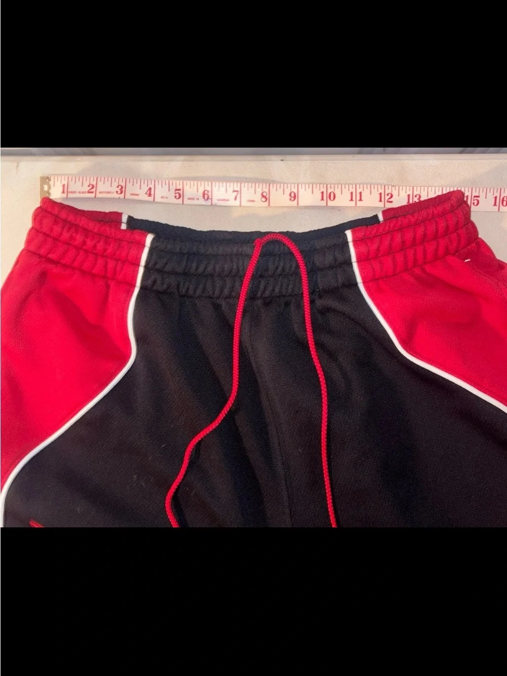 Nike Air Jordan Y2K Vintage Heavy Baggy Shorts Black Red White Piping SZ.XL